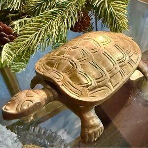 Vintage Brass Turtle Hinged Trinket Box